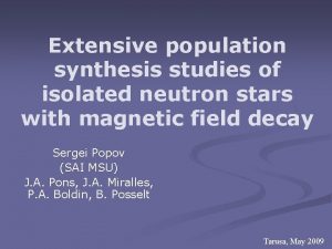 Extensive population synthesis studies of isolated neutron stars