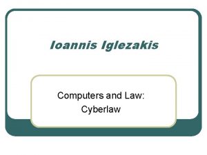Ioannis Iglezakis Computers and Law Cyberlaw Bibliography l