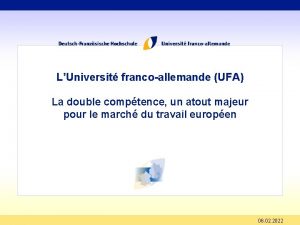 LUniversit francoallemande UFA La double comptence un atout