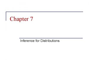 Chapter 7 Inference for Distributions Inference for the
