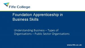 Foundation Apprenticeship in Business Skills Understanding Business Types