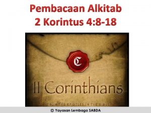 Pembacaan Alkitab 2 Korintus 4 8 18 Dalam
