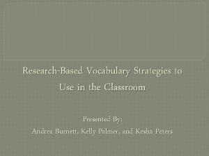 ResearchBased Vocabulary Strategies to Use in the Classroom