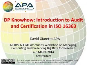 DP Knowhow Introduction to Audit and Certification in