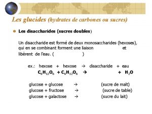 Les glucides hydrates de carbones ou sucres Les