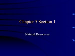 Chapter 5 Section 1 Natural Resources Natural Resources