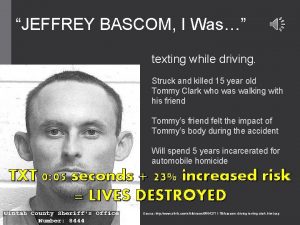 JEFFREY BASCOM I Was texting while driving Struck