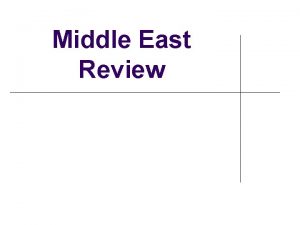 Middle East Review General Information The Middle East