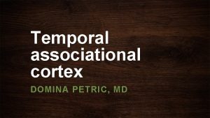 Temporal associational cortex DOMINA PETRIC MD Temporal associational