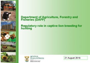 Department of Agriculture Forestry and Fisheries DAFF Regulatory