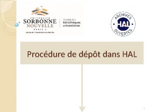 Procdure de dpt dans HAL 1 LOPEN ACCESS