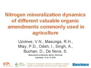 Nitrogen mineralization dynamics of different valuable organic amendments