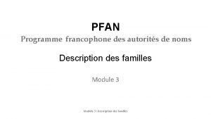 PFAN Programme francophone des autorits de noms Description