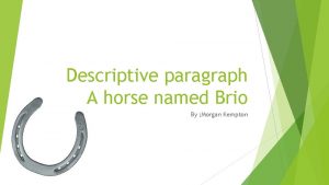 Descriptive paragraph A horse named Brio By Morgan