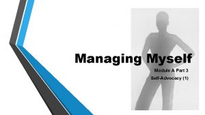 Managing Myself Module A Part 3 SelfAdvocacy 1