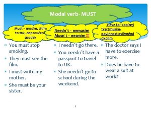 Modal verb MUST Must musm ctm to tak