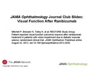 JAMA Ophthalmology Journal Club Slides Visual Function After