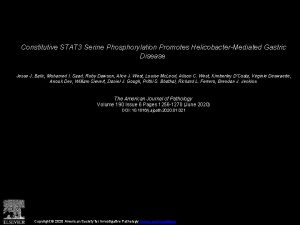 Constitutive STAT 3 Serine Phosphorylation Promotes HelicobacterMediated Gastric