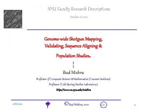 NYU Faculty Research Descriptions e DNA October 16