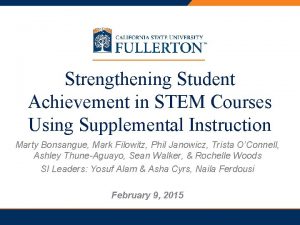 Strengthening Student Achievement in STEM Courses Using Supplemental