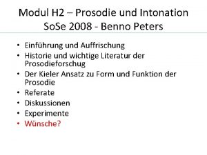 Modul H 2 Prosodie und Intonation So Se