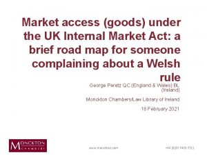 Market access goods under the UK Internal Market