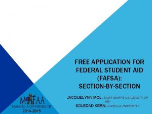 FREE APPLICATION FOR FEDERAL STUDENT AID FAFSA SECTIONBYSECTION