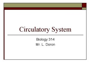 Circulatory System Biology 314 Mr L Doron Definition