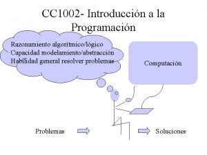 CC 1002 Introduccin a la Programacin Razonamiento algortmicolgico