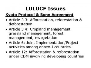 LULUCF Issues Kyoto Protocol Bonn Agreement Article 3