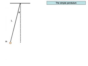 The simple pendulum L m The simple pendulum