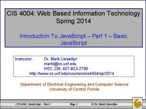 CIS 4004 Web Based Information Technology Spring 2014
