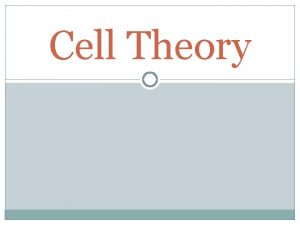 Cell Theory History of Cells First Sighting 1665
