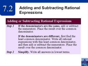 7 2 Adding and Subtracting Rational Expressions Adding