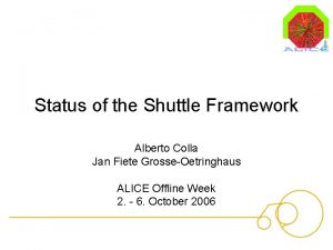 Status of the Shuttle Framework Alberto Colla Jan