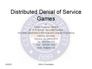 Distributed Denial of Service Games by Chinar Dingankar