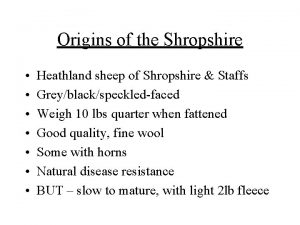 Origins of the Shropshire Heathland sheep of Shropshire