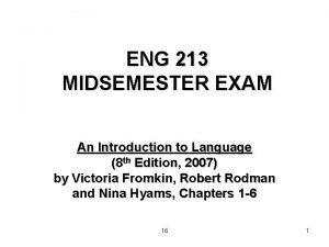 ENG 213 MIDSEMESTER EXAM An Introduction to Language