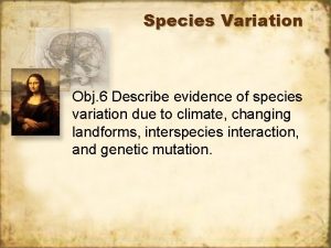 Species Variation Obj 6 Describe evidence of species