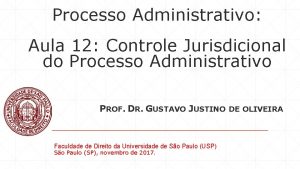 Processo Administrativo Aula 12 Controle Jurisdicional do Processo