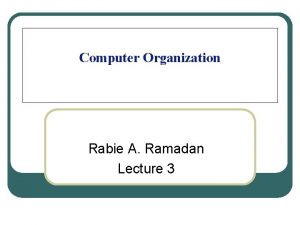 Computer Organization Rabie A Ramadan Lecture 3 Instruction