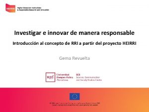 Investigar e innovar de manera responsable Introduccin al