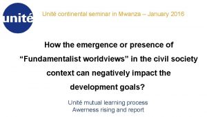 Unit continental seminar in Mwanza January 2016 How