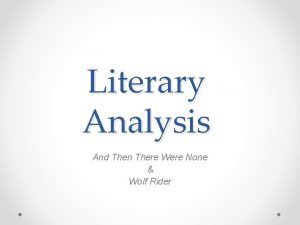 Literary Analysis And Then There Were None Wolf