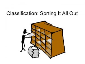 Classification Sorting It All Out Classification Putting things