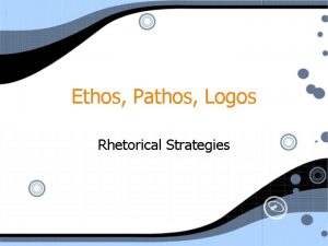 Ethos Pathos Logos Rhetorical Strategies Persuasion It is