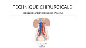 TECHNIQUE CHIRURGICALE ABORDS CHIRURGICAUX DES GROS VAISSEAUX Valentine