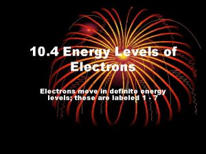 10 4 Energy Levels of Electrons move in
