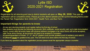 Lytle ISD 2020 2021 Registration for all returning