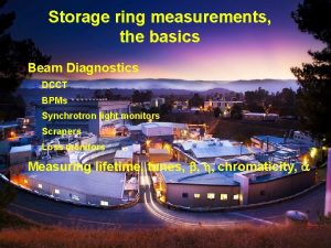 Storage ring measurements the basics m Beam Diagnostics